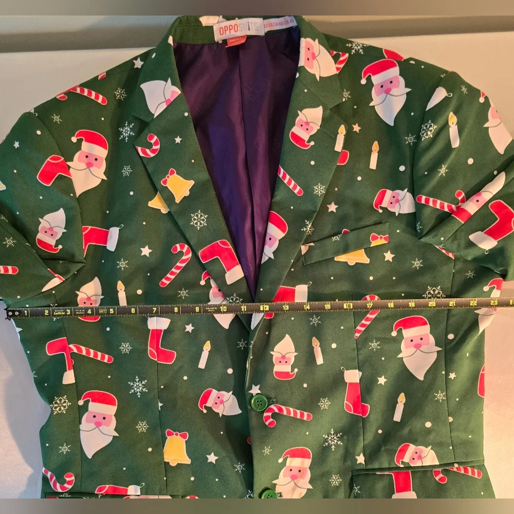 OppoSuits Green Santa Print Blazer